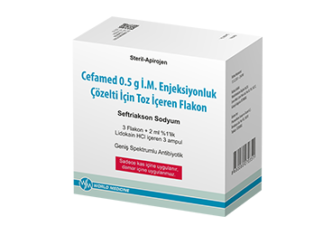 CEFAMED 0.5 gr IM enj. çöz. haz. için toz içeren flakon kutu görseli