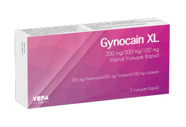 GYNOCAIN XL 200 mg/300 mg/100 mg vaginal yumuşak kapsül (3 ovül) kutu görseli