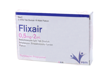 FLIXAIR 0.5 mg/2 ml nebulizasyon için tek dozluk inhilasyon süspansiyonu içeren flakon kutu görseli