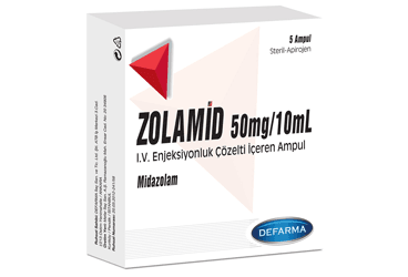 ZOLAMID 50 mg/10 ml enjeksiyonluk çözelti içeren 5 ampül kutu görseli
