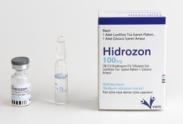 HIDROZON 100 mg IM IV ENJEKSIYON/IV infüzyon için liyofilize toz içeren flakon + çözücü ampül kutu görseli