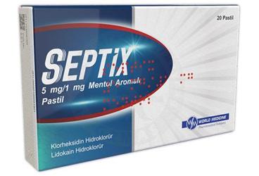 SEPTIX 5 mg/1 mg mentol aromalı pastil (20 pastil) kutu görseli