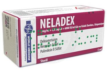 NELADEX 1 mg / ml + 3.5 mg /ml + 6000 IU /ml GÖZ ve kulak damlası SÜSPANSIYON kutu görseli