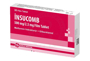 INSUCOMB 500 mg / 2.5 mg film tablet (30 tablet) kutu görseli