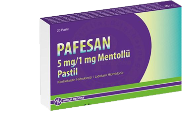 PAFESAN 5mg/1 mg mentollü (20 pastil) kutu görseli