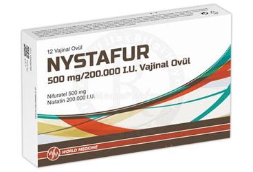 NYSTAFUR 500 mg/200.000 I.U vaginal ovül (12 ovül) kutu görseli