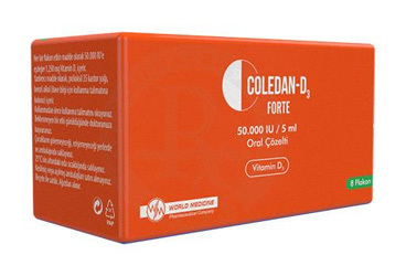 COLEDAN-D3 FORTE 50.000 IU/5 ml oral çözelti (8 flakon) kutu görseli