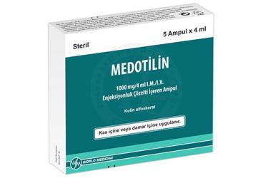 MEDOTILIN 1000 mg/4 ml IM/IV enjeksiyonluk çözelti içeren 5 ampül kutu görseli