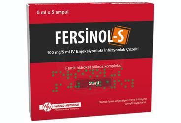 FERSINOL-S 100 mg/5 ml IV enjeksiyonluk/ infüzyonlukÇOZELTI kutu görseli