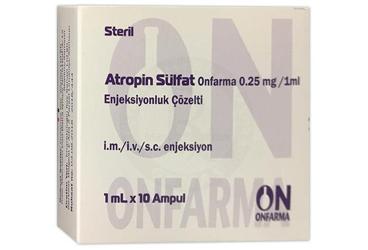 ATROPIN SULFAT ONFARMA 0.25 mg / 1 ml enjeksiyonluk çözelti (10 ampül) kutu görseli
