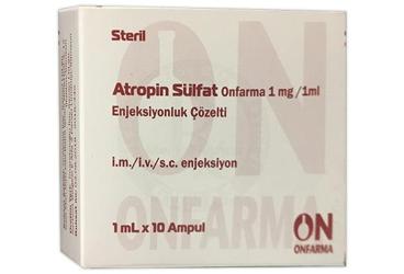 ATROPIN SULFAT ONFARMA 1 mg / 1 ml enjeksiyonluk çözelti (10 ampül ) kutu görseli