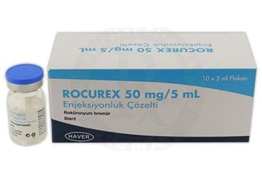 ROCUREX 50 mg/5 ml IV enjeksiyonluk çözelti içeren 5 flakon kutu görseli