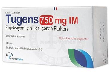 TUGENS 750 mg IM enjeksiyon için toz içeren flakon kutu görseli