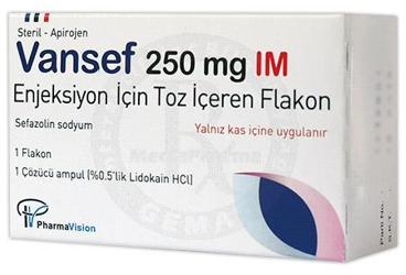 VANSEF 250 mg IM enjeksiyon için toz içeren flakon kutu görseli