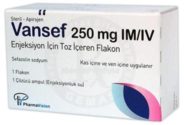 VANSEF 250 mg IM/IV enjeksiyon için toz içeren flakon kutu görseli