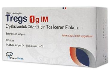 TREGS 1 G IM enjeksiyonluk çözelti için toz içeren flakon kutu görseli