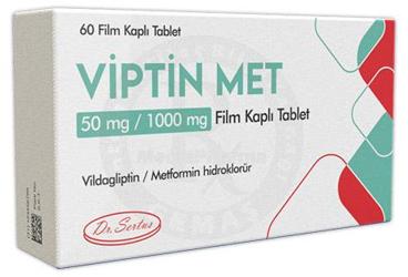 VIPTIN MET 50 mg / 1000 mg film kaplı tablet (60 tablet) kutu görseli