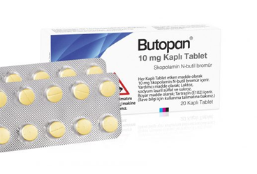 BUTOPAN 10 mg kaplı tablet (20 draje) kutu görseli