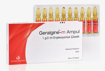 GERALGINE-M 1000 mg/2 ml IM/IV enjeksiyonluk çözelti (10 ampül) kutu görseli