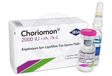 CHORIOMON 2000 IU IM/SC enjeksiyon için liyofilize toz içeren 1 flakon kutu görseli