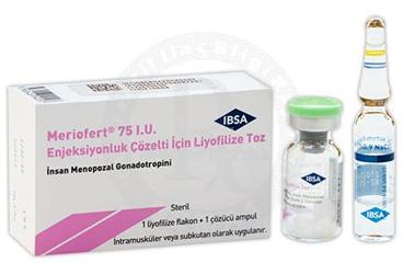 MERIOFERT 75 IU enjeksiyonluk çözelti için liyofilize toz (1 flakon+1 çözücü ampül) kutu görseli