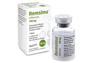 REMSIMA 100 mg I.V. infüzyon çözeltisi hazırlamak için liyofilize toz içeren 1 flakon kutu görseli