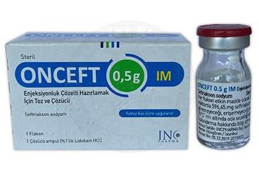 ONCEFT 0.5 G IM ENJKESIYONLUK çözelti hazırlamak için toz ve çözücü (1 flakon) kutu görseli