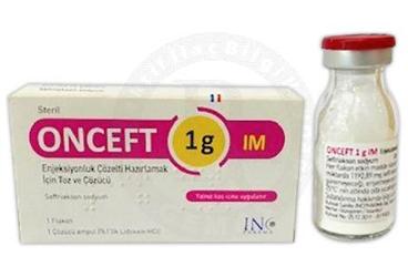 ONCEFT 1 G IM ENJKESIYONLUK çözelti hazırlamak için toz ve çözücü (1 flakon) kutu görseli
