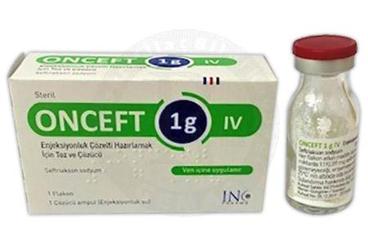 ONCEFT 1 G IV enjeksiyonluk çözelti hazırlamak için toz ve çözücü kutu görseli
