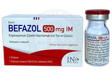 BEFAZOL 500 mg IM enjeksiyonluk çözelti hazırlamak için toz ve çözücü kutu görseli