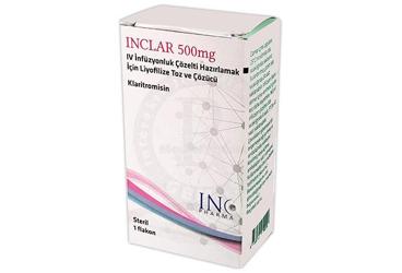 INCLAR 500 mg IV infüzyon için liyofilize toz ve çözücü (1 flakon) kutu görseli