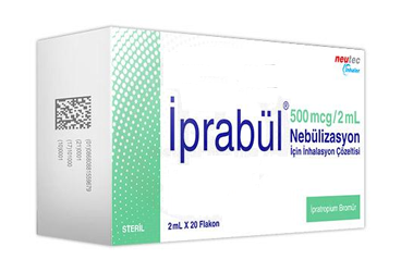 IPRABUL 500 mcg / 2 ml nebulizasyon için inhilasyon çözeltisi içeren tek dozluk flakon (20 flakon) kutu görseli
