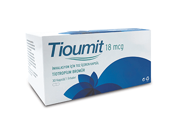 TIOUMIT 18 mcg INH. için toz içeren 60 kapsül kutu görseli