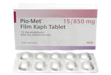 PIO-MET 15/850 mg 30 film tablet { 8681094090195 } kutu görseli