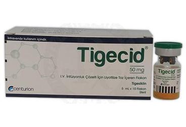 TIGECID 50 mg IV infüzyon çözelti için liyofilize toz içeren 10 flakon kutu görseli