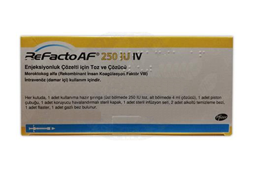 REFACTO AF 250 IU IV enjeksiyonluk çözelti için toz ve çözücü 1 flakon kutu görseli
