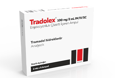 TRADOLEX 100 mg/2 ml IM/IV/SC enjeksiyonluk çözelti içeren 5 ampül { Menta Pharma } kutu görseli