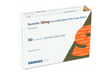 SANELOC 25 mg kontrollü salımlı film kaplı tablet (20 tablet) kutu görseli