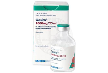 GESITA 1000 mg/25 ml IV inf.sol. için konsantre çözelti içeren flakon kutu görseli