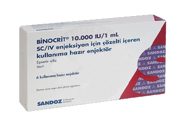 BINOCRIT 10000 IU/1.0 ml SC/IV enjeksiyon için çözelti içeren 6 kullanıma hazır enjektör kutu görseli
