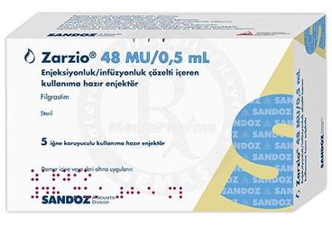 ZARZIO 48 MU/0.5 ml enjeksiyonluk/infüzyonluk çözelti içeren kullanımahazır enjektör (5 enjektör) kutu görseli