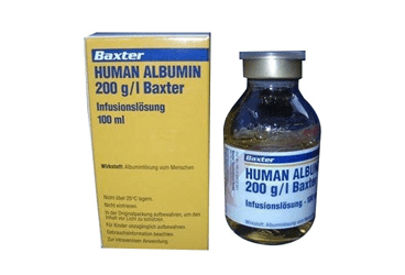HUMAN ALBUMIN %20 BAXTER 100 ml IV infüzyon için çözelti içeren flakon kutu görseli