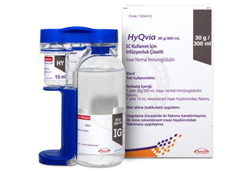 HYQVIA 30 G / 300 ml SC kullanım için infüzyonluk çözelti içeren flakon (2 flakon) kutu görseli