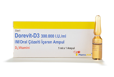 DOREVIT-D3 300.000 IU/ml IM/ORAL çözelti içeren ampül kutu görseli