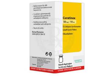 CURATINOX 50 mg/10 ml IV infüzyon için konsantre çözelti içeren 1 flakon kutu görseli