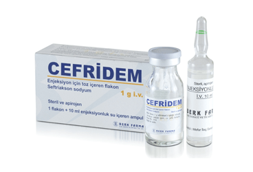 CEFRIDEM 1 gr I.V. enjeksiyon için toz içeren flakon kutu görseli
