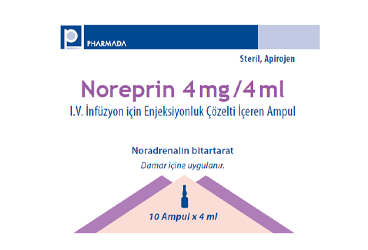 NOREPRIN 4 mg/4 ml IV infüzyon için enjeksiyonluk çözelti içeren 10 ampül kutu görseli
