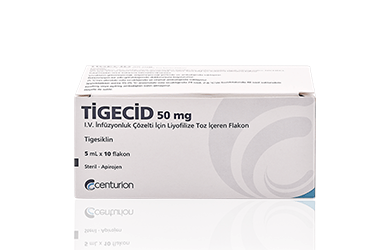 TIGECID 50 mg IV infüzyon çöz. için liyofilize toz içeren 10 flakon { 8681735790095 } kutu görseli