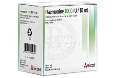 HAEMONINE 1000 IU/10 ml IV enjeksiyonluk çözelti hazırlamak için toz ve çözücü kutu görseli