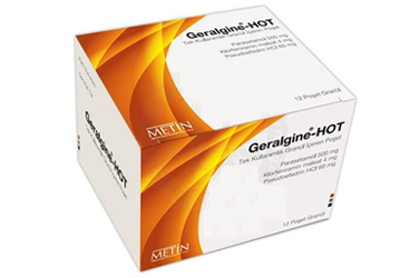 GERALGINE-HOT 500 MG+60 mg+4mg/11G tek kullanımlık granül içeren poşet kutu görseli
